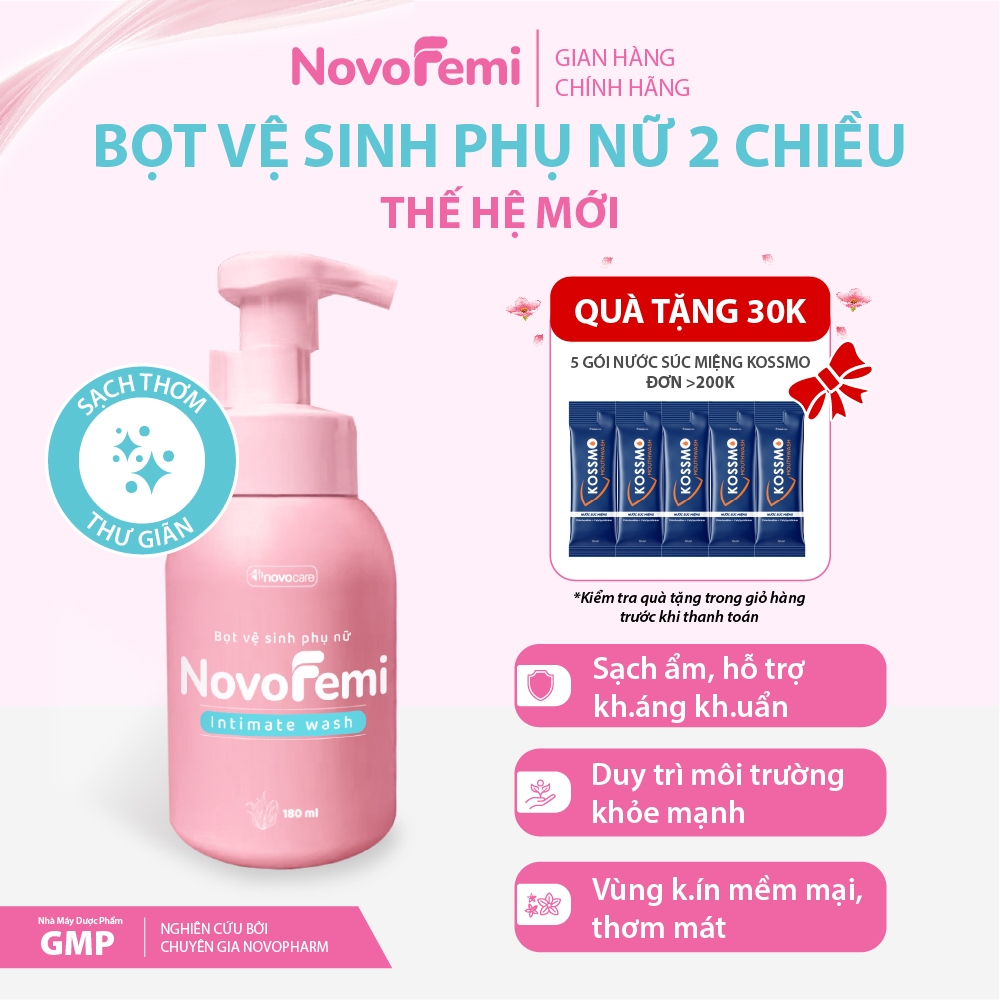 Bọt dung dịch vệ sinh phụ nữ Novofemi - Hỗ trợ sạch dịu hôi ngứa, kháng ...