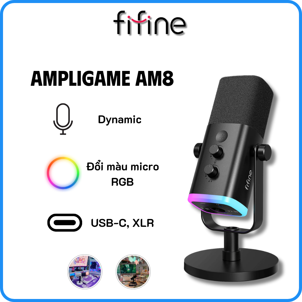 FIFINE AM8 RGB - Mic Thu Âm Dynamic, Mic Livestream Đổi Màu RGB Cổng ...