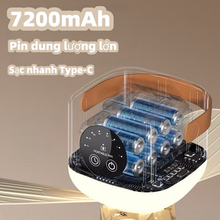 OOKAS Quạt trần mini không tiếng ồn, có đèn LED, 4 cấp độ điều chỉnh tốc độ gió