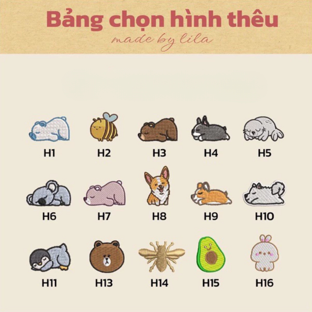 (Chỉ bán kèm áo) Thêu thêm hình có sẵn