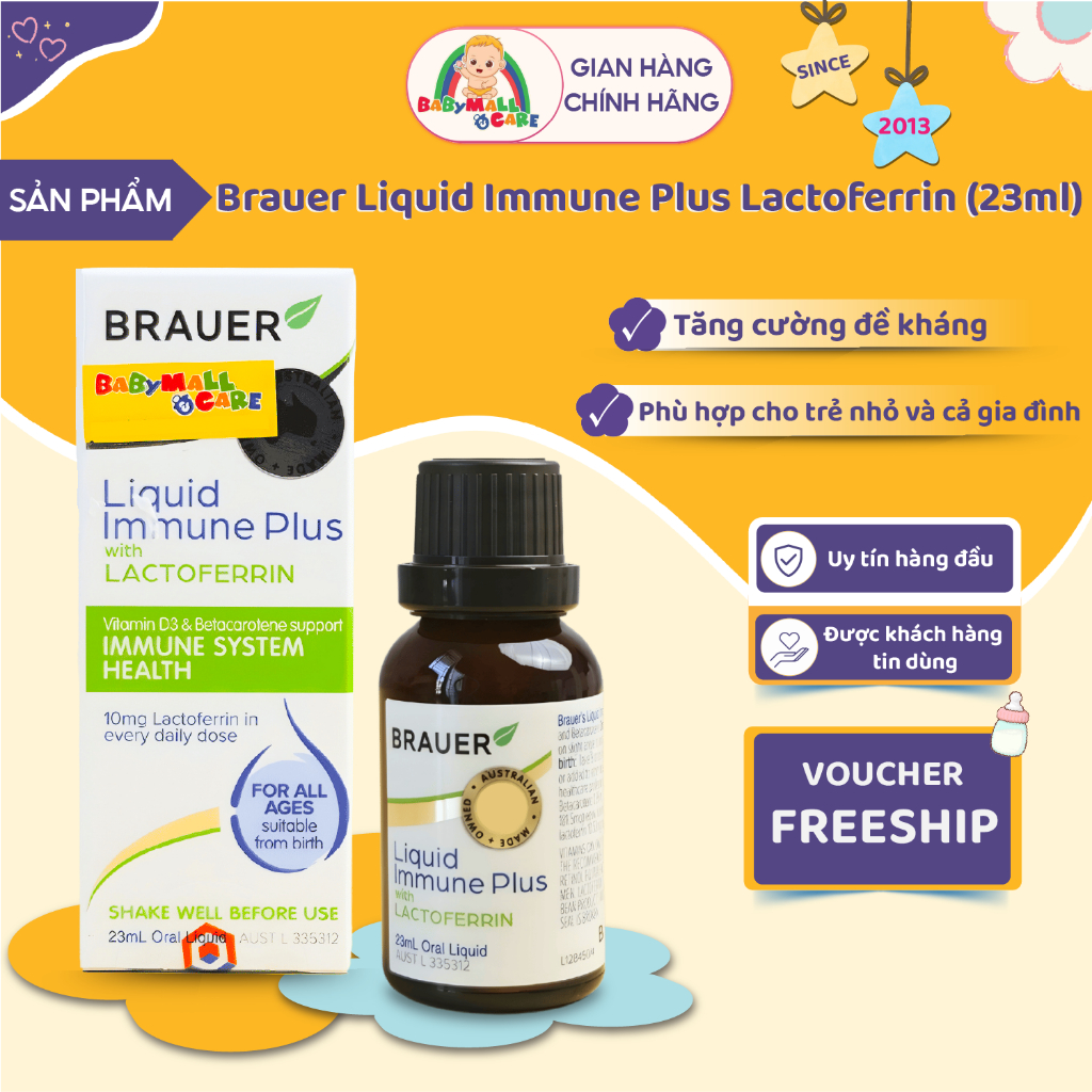 Dung Dịch Nhỏ Giọt Brauer Liquid Immune Plus Lactoferrin 23ml Hỗ Trợ Đề Kháng Cho Bé |Babymall&Care