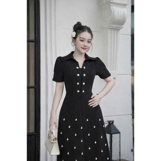 Đầm trung niên thiết kế dáng xoè dự tiệc cotton lạnh đính đá cao cấp, mềm mại, sang trong,thanh lịch bigsize B8