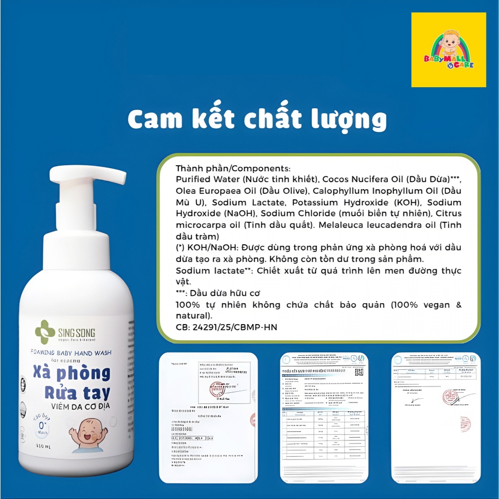 Xà Phòng Rửa Tay Tạo Bọt  Sing Song Foaming Baby Hand Wash Cho Da Nhạy Cảm Chai 500ML |Babymall&Care