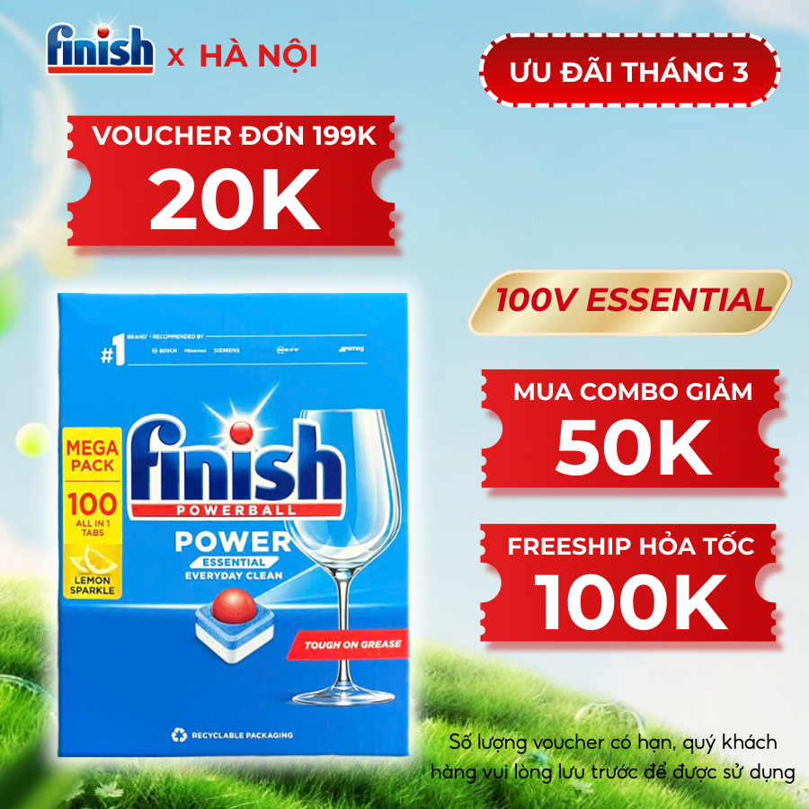 Viên Rửa Bát Hương Chanh Finish Essential 100 viên - Finish Powerball ...