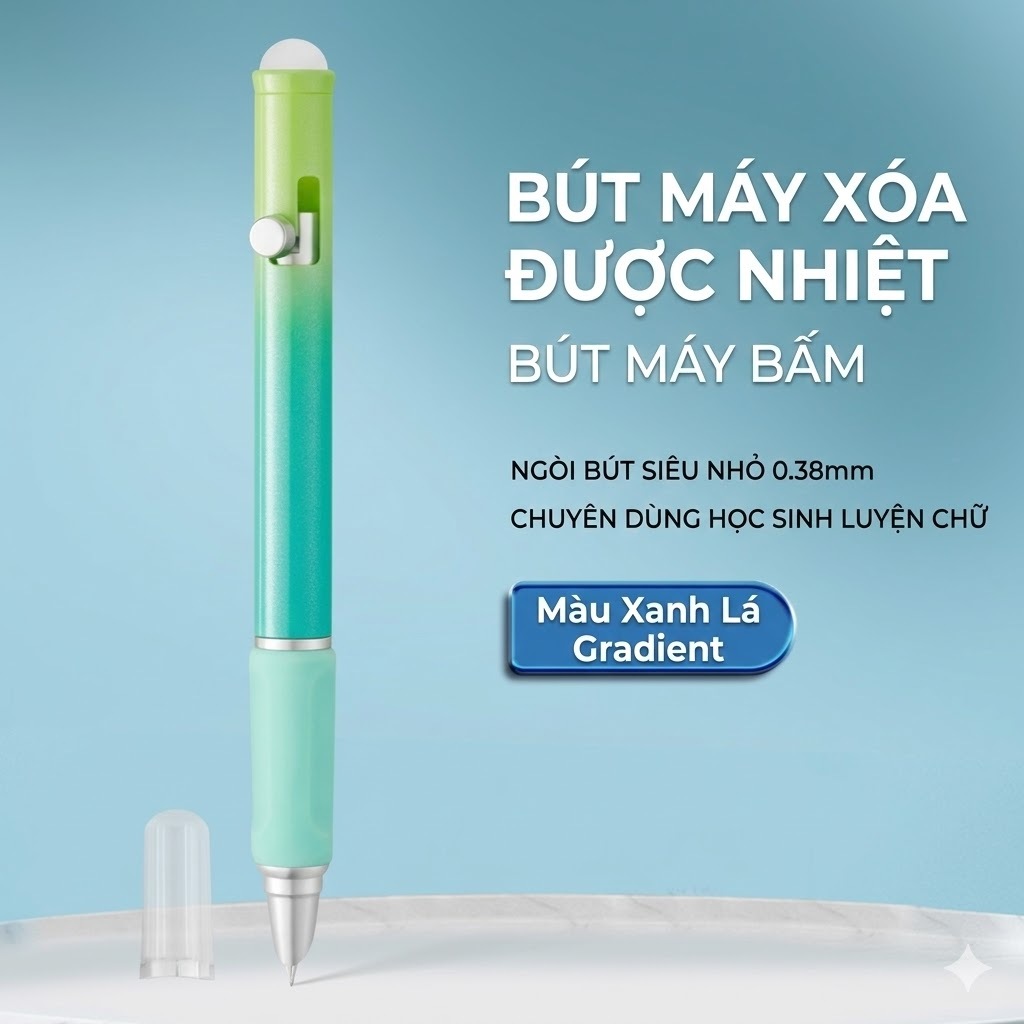 Bút Máy Bấm Tẩy Xóa BC-03, { TẶNG 2 TẨY } Ngòi 0.38mm, Mực Ra Đều, Êm Trơn, Không Gai Giấy