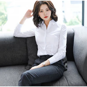 Áo sơ mi nữ màu trắng chất vải lụa kiểu áo dấu cúc CHIẾT EO GN1