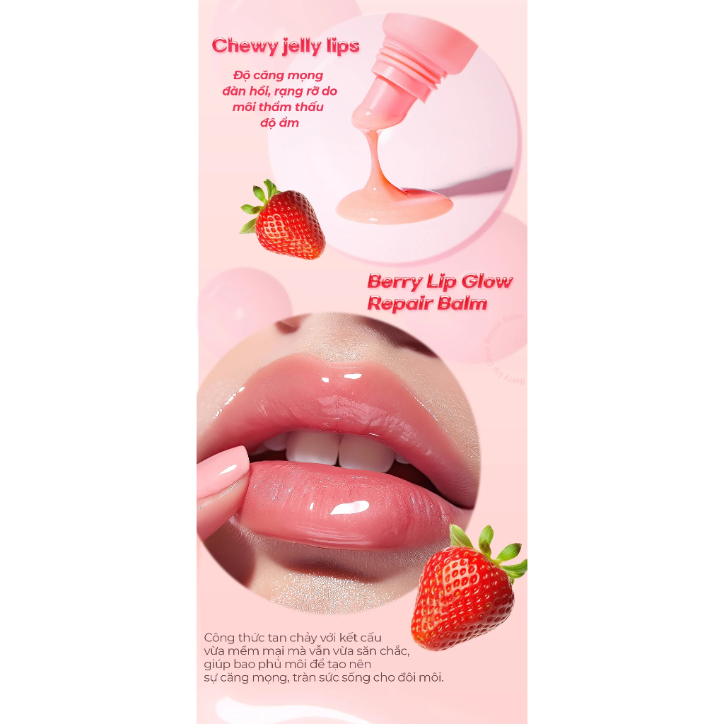 Son dưỡng môi mềm mịn, căng mọng ngừa nứt nẻ Care:nel Berry Lip Glow 10g
