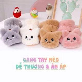 Găng Tay Thú Bông Hở Ngón Hình Mèo – Siêu Mềm, Giữ Ấm, Thích Hợp Dùng Điện Thoại, Học Bài