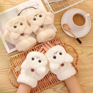 Găng Tay Thú Bông Hở Ngón Hình Mèo – Siêu Mềm, Giữ Ấm, Thích Hợp Dùng Điện Thoại, Học Bài