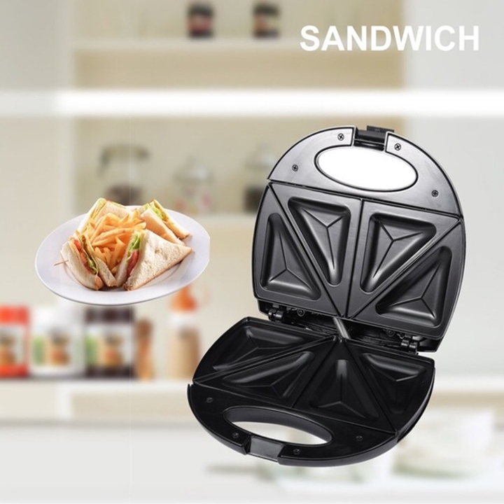 Máy kẹp nướng bánh mì DORON 750W làm nóng đều 2 mặt khuôn, bánh thơm ngon