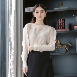 Sơ Mi Nữ Công Sở Cổ Thuyền Vải Tơ Mặt Lụa Cao Cấp Thanh Lịch Duyên Dáng 5054