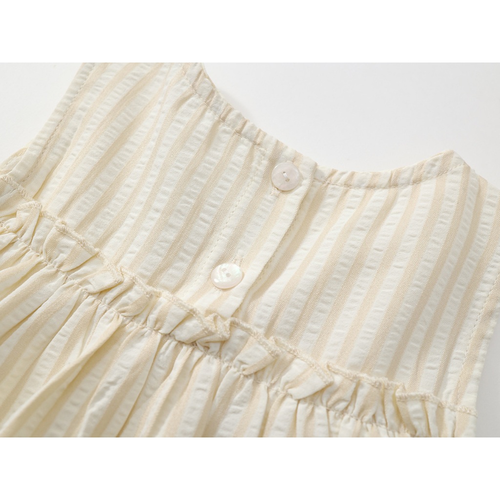 Váy Cho Bé, Váy Sát Nách Cho Bé Gái Phong Cách Tiểu Thư Phối Nơ Nổi Bật Chất Liệu Cotton 100%