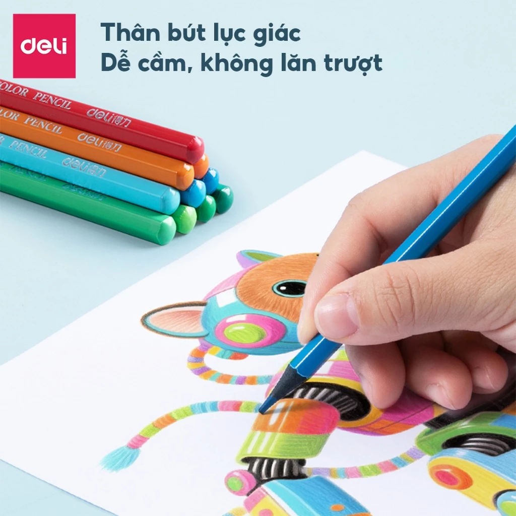Bút Chì Màu Gốc Dầu Deli 36/72 Màu Lõi Chì Đen Cao Cấp Màu Lên Đậm Mịn Độ Che Phủ Cao Vẽ Thiết Kế Ph
