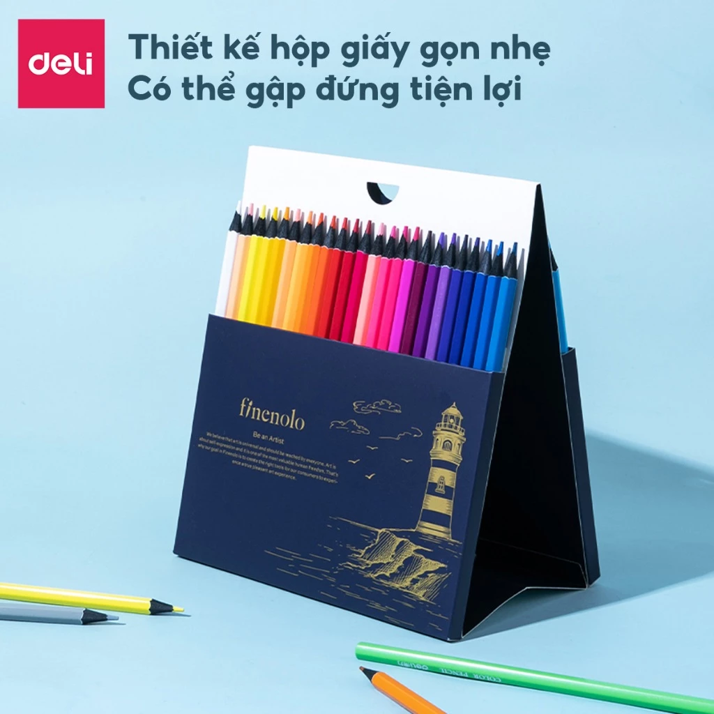 Bút Chì Màu Gốc Dầu Deli 36/72 Màu Lõi Chì Đen Cao Cấp Màu Lên Đậm Mịn Độ Che Phủ Cao Vẽ Thiết Kế Ph
