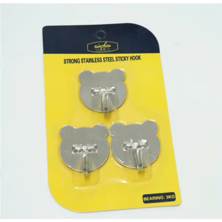 Vỉ 3 Móc Inox Dán Tường, Vỉ Móc Vàng