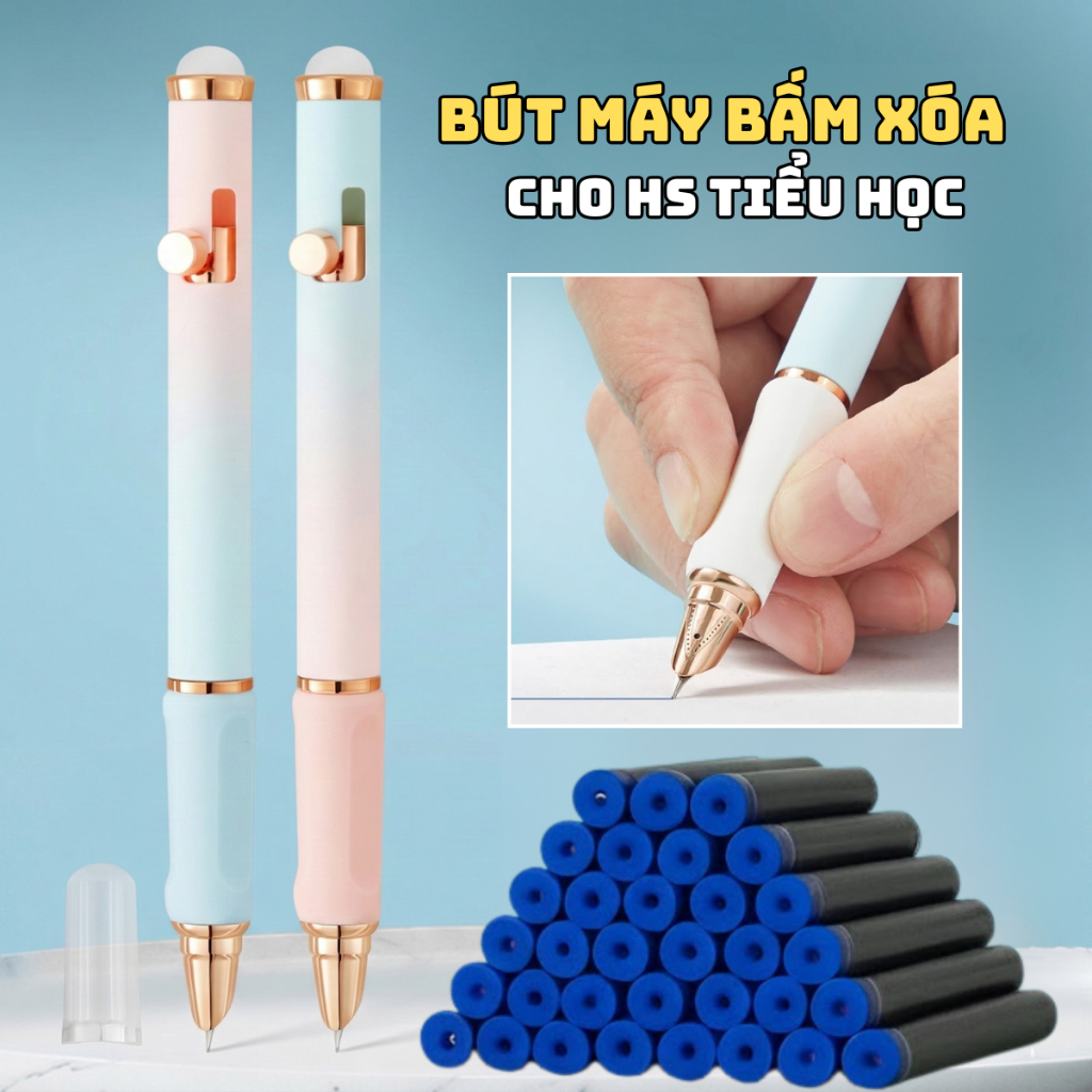Bút Máy Xóa BC-03 ngòi kim tinh nét trơn viết êm xóa sạch dành cho học sinh tiểu học 1-5