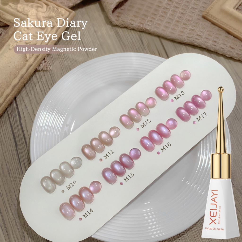 XEIJAYI 10ml - Sơn móng tay gel mắt mèo màu hồng mới, độ bóng lâu trôi, phù hợp cho mọi mùa.