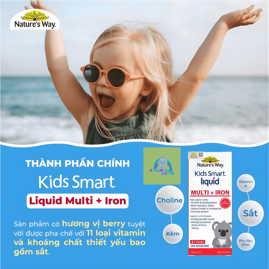 Siro Nature’s Way Kids Smart Liquid Multi + Iron 200ml Bổ Sung Khoáng Chất Cho Trẻ | Babymall & Care