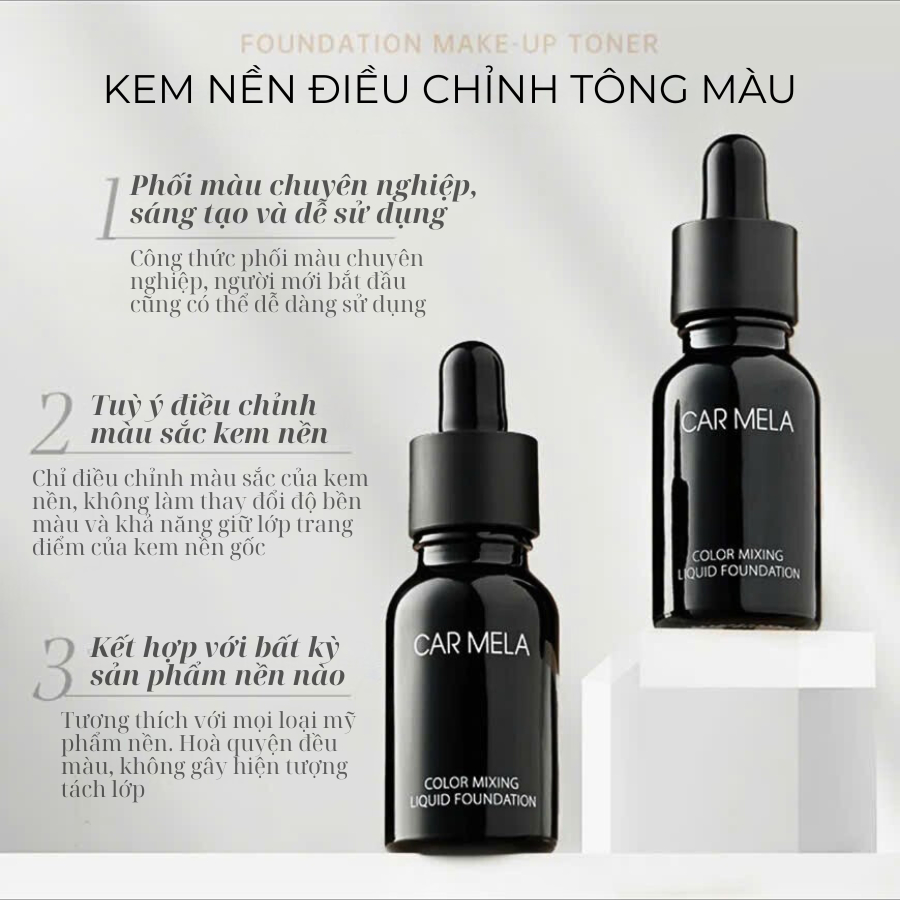 613 [DEAL ĐỘC QUYỀN] DUNG DỊCH ĐIỀU CHỈNH NỀN CARMELA GIÚP THAY ĐỔI MÀU SẮC NỀN PHÙ HỢP TIỆP DA TỰ NHIÊN 10ML&15ML | BigBuy360 - bigbuy360.vn