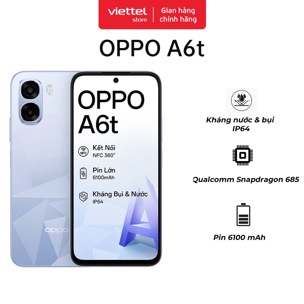 Điện thoại OPPO A6t 4GB + 64GB Chính hãng | NFC | Nhân Bản Ứng Dụng | AI Camera | Pin 6100 mAh