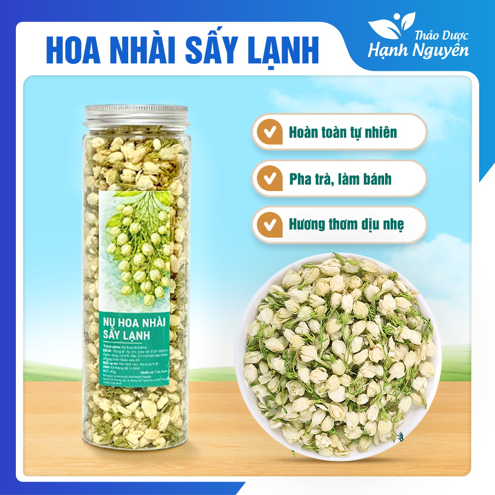 Trà hoa nhài sấy lạnh 100g, nguyên bông, nụ trắng thơm, đẹp - dùng pha trà, ướp trà sen