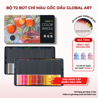 [TẶNG GỌT CHÌ] Bút Chì Màu Gốc Dầu GLOBAL ART 72 Màu Đậm Mịn Hộp Thiếc Cao Cấp Vẽ Thiết Kế Phác Họa Tô Màu M40008