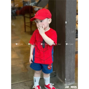 Bộ Cộc Tay 4 Mầu Cho Bé Trai In Hình Người Nhện Dành Cho Bé 9-35kg Thoải mái Thoáng Mát