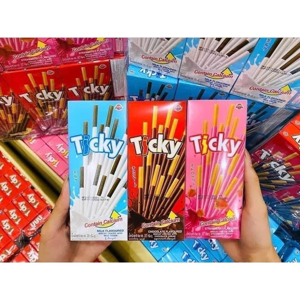 Set 10 Hộp Bánh Que Ticky Thái Lan Hộp 20Gr, Đồ Ăn Vặt Cổng Trường