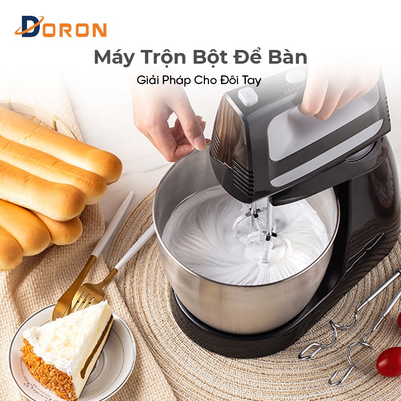 Máy đánh trứng trộn bột DORON 400W dung tích 3.5L, tích hợp chế độ cầm tay
