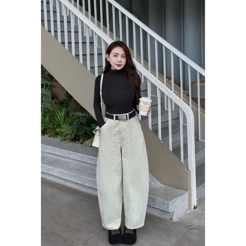 [Sẵn/QC] Quần Jeans Nữ Dáng Baggy Thụng Dài 95/25cm Tặng Kèm Đai Basic Dễ Phối #2805