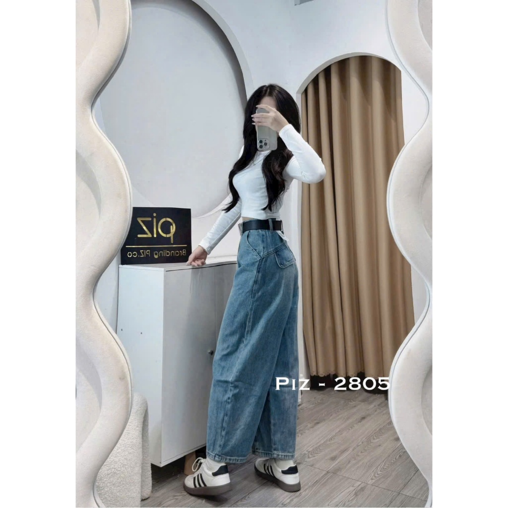 [Sẵn/QC] Quần Jeans Nữ Dáng Baggy Thụng Dài 95/25cm Tặng Kèm Đai Basic Dễ Phối #2805