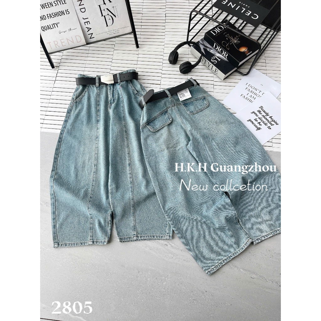 [Sẵn/QC] Quần Jeans Nữ Dáng Baggy Thụng Dài 95/25cm Tặng Kèm Đai Basic Dễ Phối #2805