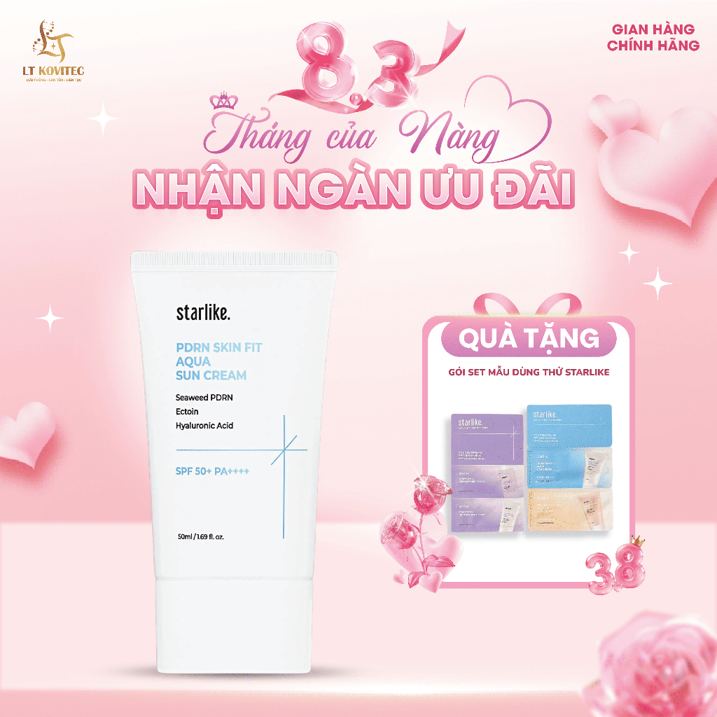 [Starlike] Kem chống nắng SKIN FIT AQUA SUN CREAM 50ml dành cho da nhạy cảm, làm dịu da kích ứng