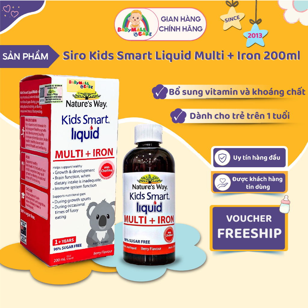 Siro Nature’s Way Kids Smart Liquid Multi + Iron 200ml Bổ Sung Khoáng Chất Cho Trẻ | Babymall & Care
