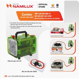 Combo Sản Phẩm Hộp Lon Gas 4X - Bộ Van Dây - Bếp Gas - Giải Pháp Thay Thế Cho Bình Gas 12kg - Hàng Chính Hãng