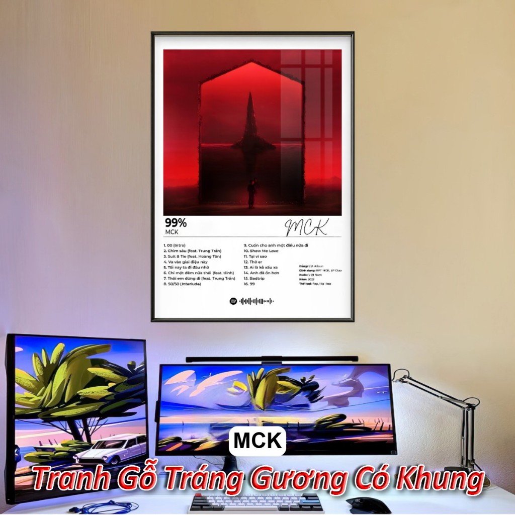 Khung Tranh Poster Album Âm Nhạc Việt Nam MCK, Wxrdie, Obito, HIEUTHUHAI,Tlinh Tráng Gương Khung Composite Decor
