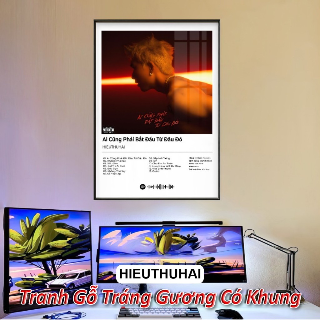 Khung Tranh Poster Album Âm Nhạc Việt Nam MCK, Wxrdie, Obito, HIEUTHUHAI,Tlinh Tráng Gương Khung Composite Decor