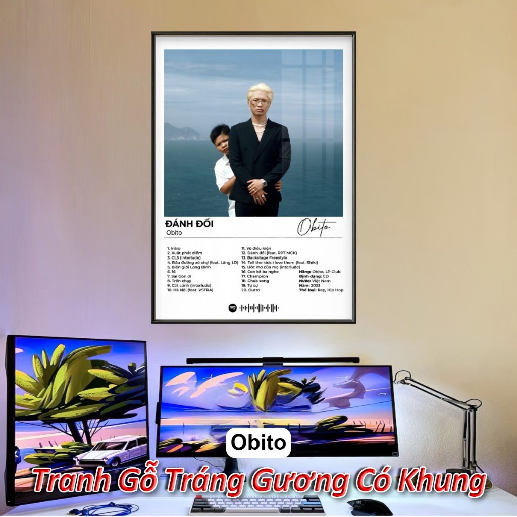 Khung Tranh Poster Album Âm Nhạc Việt Nam MCK, Wxrdie, Obito, HIEUTHUHAI,Tlinh Tráng Gương Khung Composite Decor