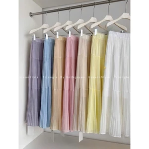 Triangle - Peachy Skirt (Cân nhắc kỹ, return is not welcomed)- Chân váy dài Hàn Quốc xếp li nhỏ phong cách thanh lịch