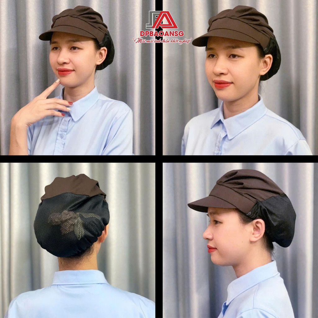 Nón Công Nhân Thủy Sản Phối Lưới Vành Ngắn – Dùng Trong Phòng Sạch, Nhà Máy Thực Phẩm