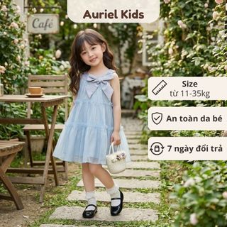 Váy Yếm Bé Gái, Váy Bé GáiThiết Kế Cổ Yếm Phối Nơ Nổi Bật Chất Liệu Voan Mát Mẻ