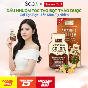 Dầu gội nhuộm tóc dạng gói SACO (30ml), dầu gội nhuộm tóc thảo dược nhuộm tóc tại nhà hạn chế gây hư tổn cho mái tóc