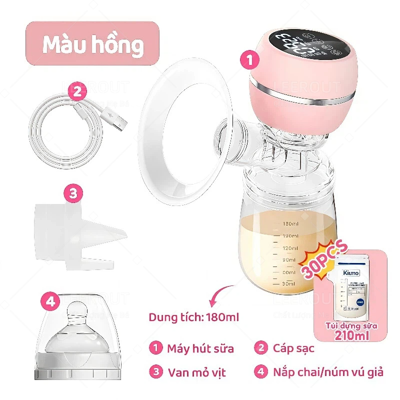 Máy hút sữa không dây, máy hút sữa điện tự động đa năng, hoạt động êm ái với lực hút mạnh.