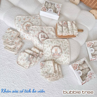 Hộp 4 Khăn Sữa Xô Organic Bubble Tree 4 Lớp - Khăn Sữa Cho Bé Sơ Sinh Mềm Mịn Thấm Hút Tốt