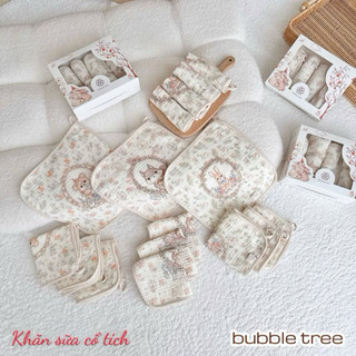 Hộp 4 Khăn Sữa Xô Organic Bubble Tree 4 Lớp - Khăn Sữa Cho Bé Sơ Sinh Mềm Mịn Thấm Hút Tốt