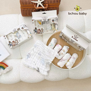 Set 5 khăn sữa Muslin B.chou họạ tiết cổ tích - Mềm Mịn, Thấm Hút Tốt, An Toàn Cho Bé