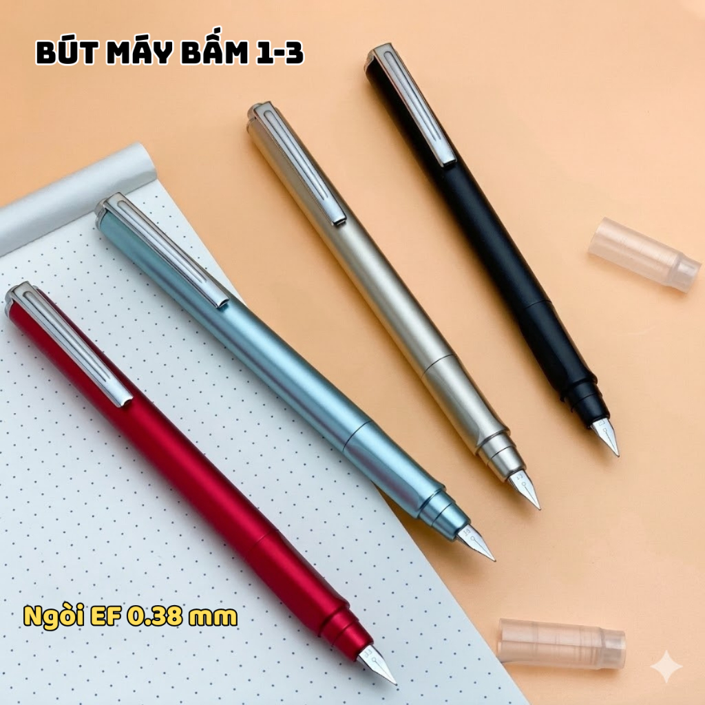 Bút máy bấm ngòi EF#1 chất liệu ABS Tặng kèm mực, viết êm trơn, ngòi 0.38mm cho học sinh tiểu học