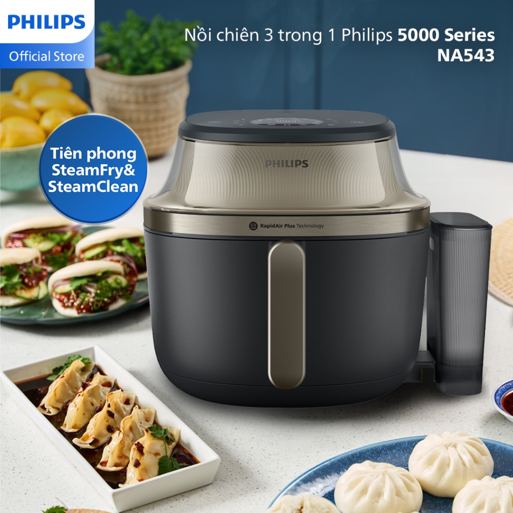 Nồi chiên không dầu Philips NA543/00 có chức năng hấp dung tích 7.2L