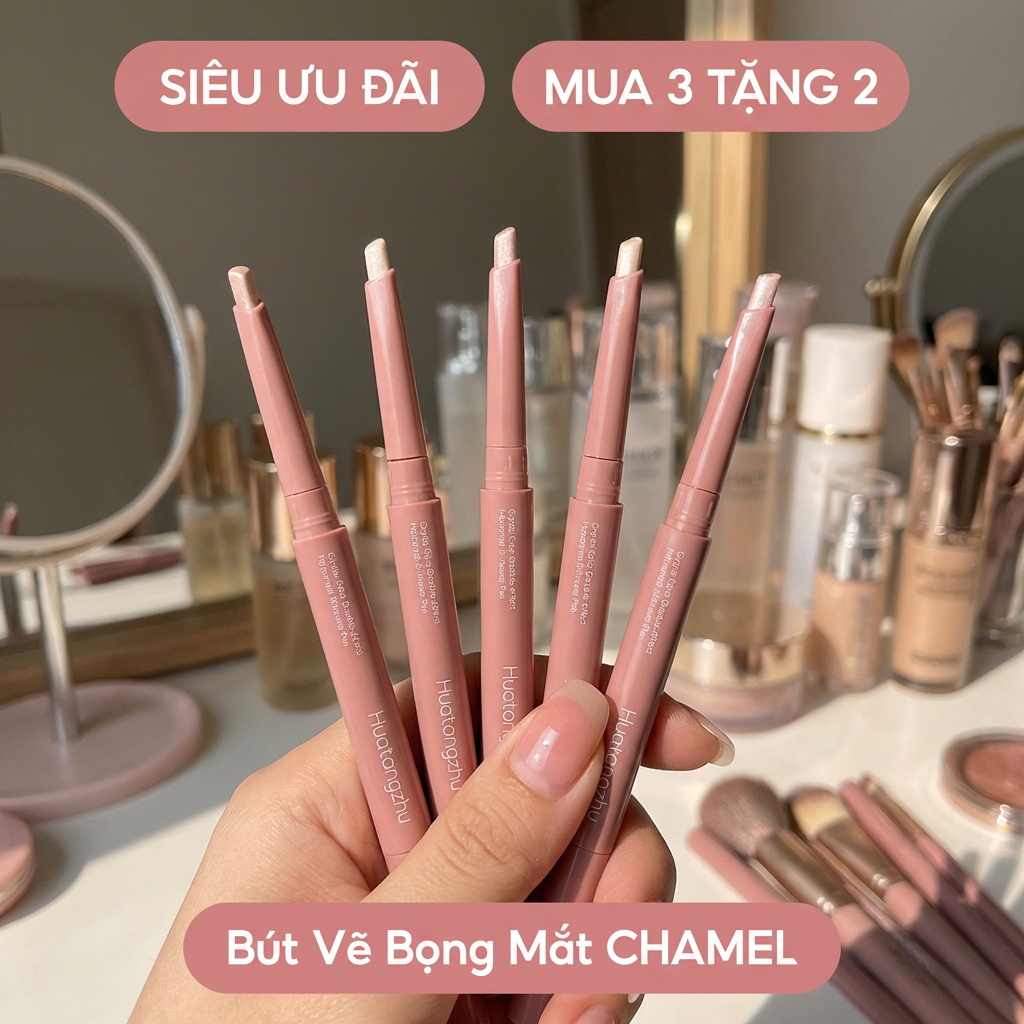 Bút Vẽ Bọng Mắt 2 Đầu- Kẻ Mắt Cười Chuẩn Hàn Quốc, Nhũ Bắt Sáng Makeup Sương Sương