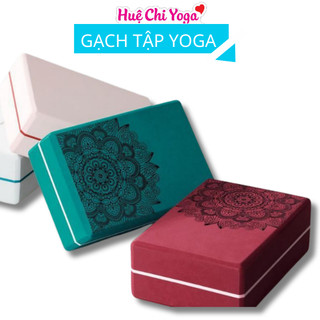 Gạch Tập Yoga, Gạch Tập Yoga Nặng 220g, In Hoa Mandala (họa tiết nổi) Viền Kẻ -Độ Cứng Cao Không Lún